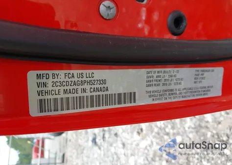 2023 Dodge Challenger Sxt z USA, uszkodzony, nr VIN 2C3CDZAG8PH527330